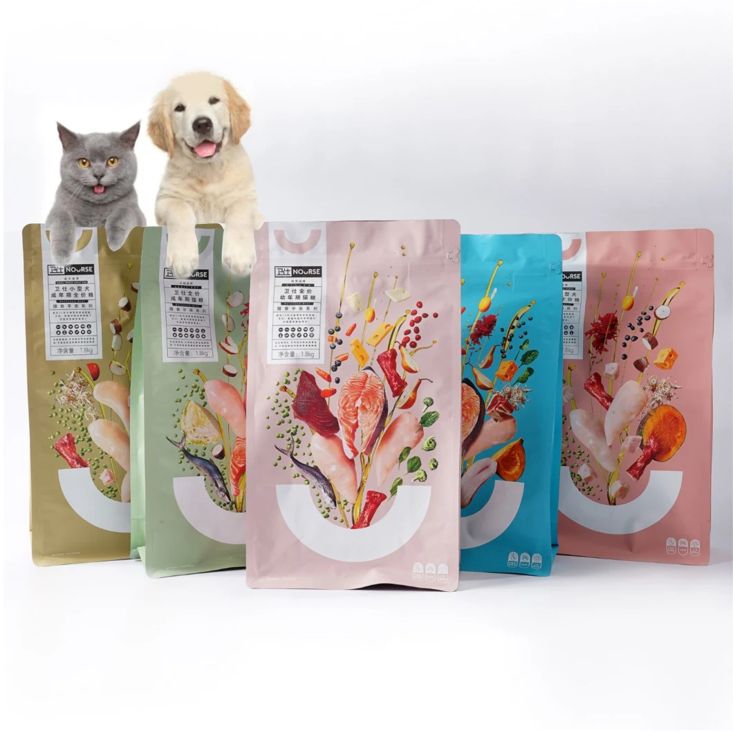 Aluminum Foil Matte Glossy Printing Eco Friendly Recycable Pet Dog Cat Snacks Treat Coffee Tea Flat Bottom Zipper Food Plastic Packaging Stand up Pouch Bag