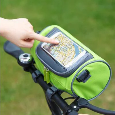 Borsa da bicicletta Borsa da manubrio anteriore cilindrica portatile per bici da ciclismo con tasca trasparente per la guida e altre attività all'aperto Wbb10163