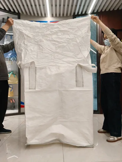 Personalizzazione di base Big Bag da 1 tonnellata per sabbia e pietra con copertura superiore del tubo circolare, beccuccio superiore, FIBC, serbatoio di scarico inferiore, riempitivo tubolare, Fla inferiore